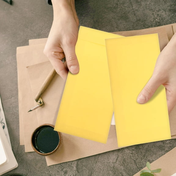 HONMEET 60pcs Cute Envelopes Self Seal Yellow Paper For Personal Correspondence