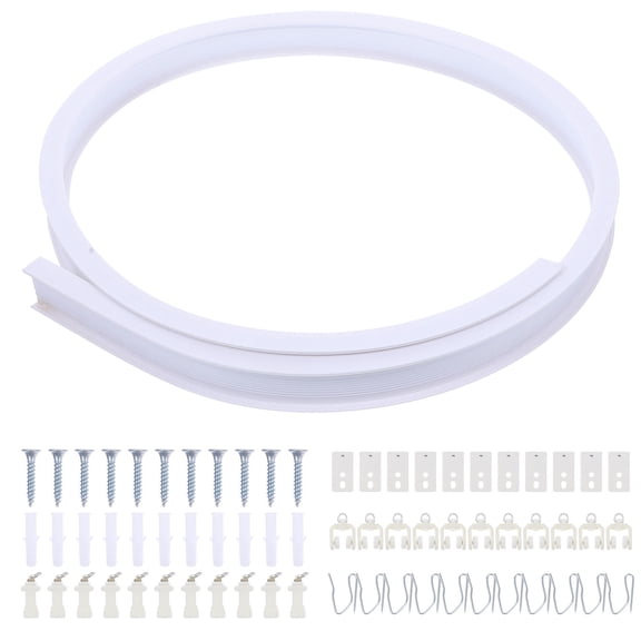HONMEET Bendable Curtain Track Ceiling Mount White PVC Stainless Steel Silent 1Set