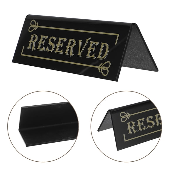 HONMEET 6-Pack Black Acrylic Double-Sided Reserved Table Place Signs for Weddings, Events, and Seating Arrangements