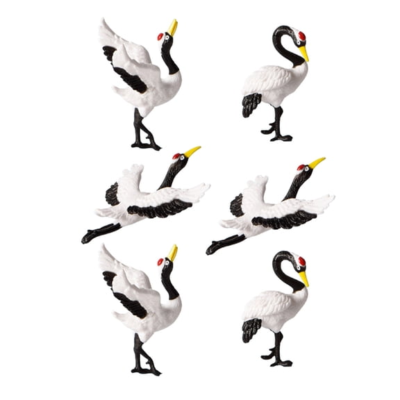HONMEET 6Pcs Artistic Resin Crane Figurines for Micro Landscape and Home Display