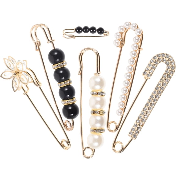 HONMEET 6-Pack Decorative Safety and Brooch Pins for Pants, Versatile Waistband Tighteners in Multiple Assorted Colors
