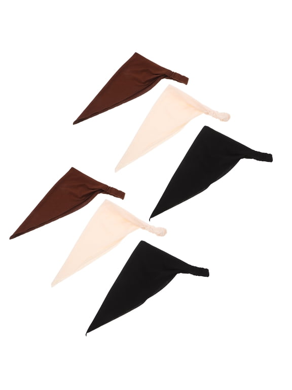 6 Pcs Bohemian Triangle Bandana Scarves, Elastic Large Cotton Hair Kerchief Wraps for Women, Assorted Styles