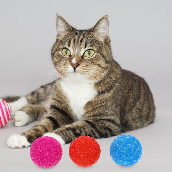 HONMEET 6Pcs Cat Tease Ball Assorted Color Plastic for Stimulating Hunting Instincts