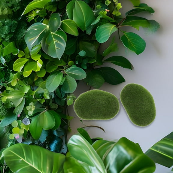HONMEET 6pcs Green Artificial Moss Rocks for Indoor Plant Wall Decoration, Faux Moss Wall Art
