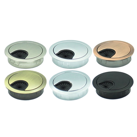HONMEET 6-Pack Zinc Alloy Desk Wire Hole Covers Cable Pass Through Caps for Home and Office Use