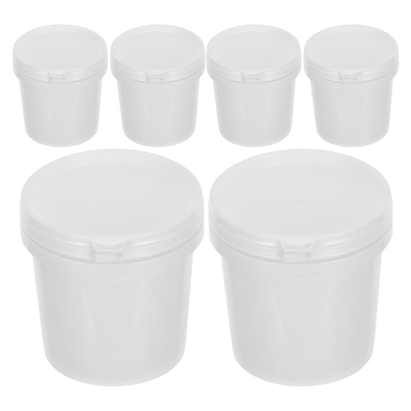 HONMEET 6Pcs Durable Plastic Paint Containers with Sealed Lids Multipurpose White Pails