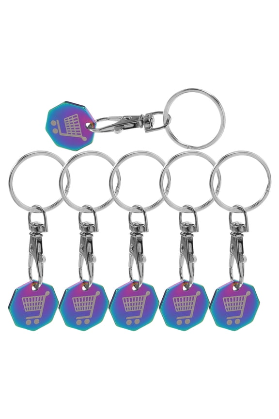6-Pack Stainless Steel Cart Tokens with Keyrings for Shopping Carts, Trolleys, and Daily Use Keychains