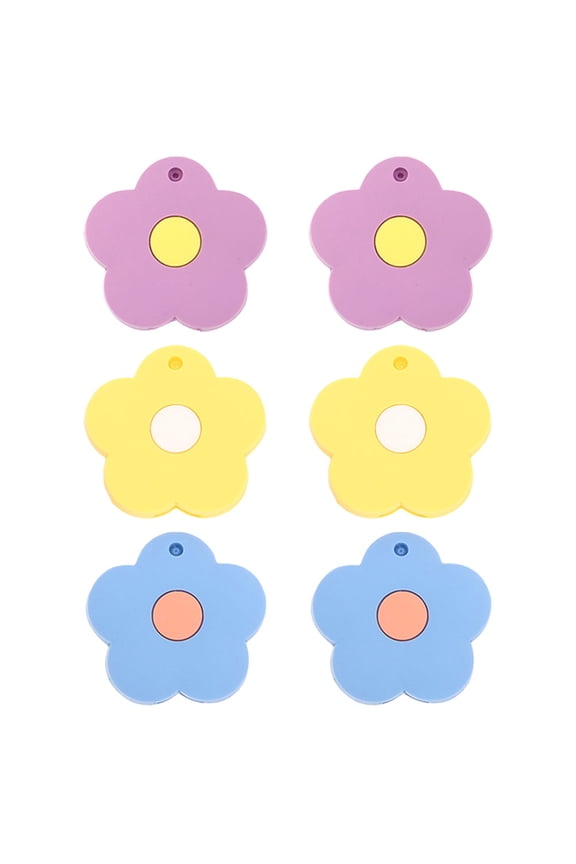6-Pack Flexible Silicone Key Covers with Floral Design, Key Protectors for House Keys Decoration and Identification