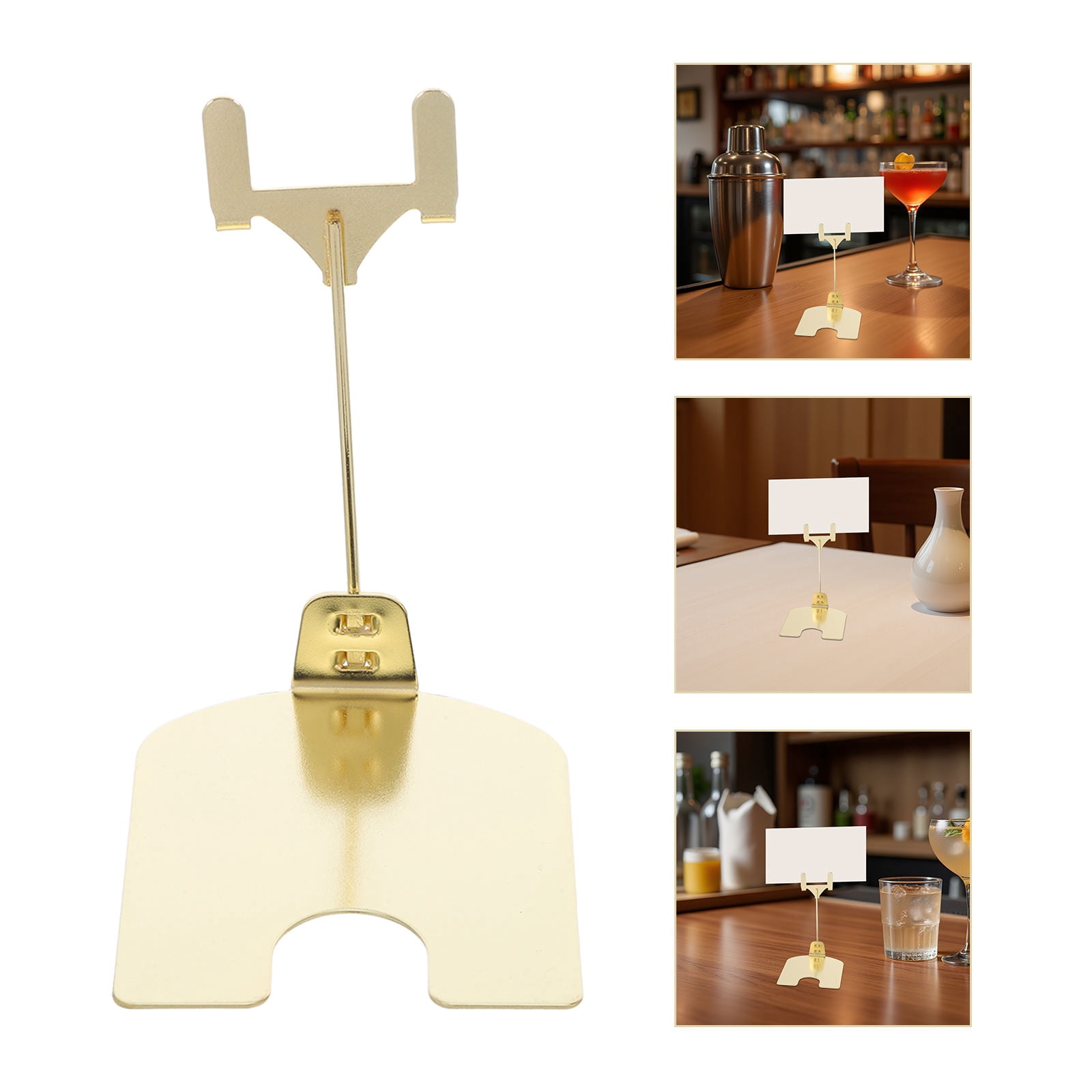 HONMEET 6Pcs Golden Retail Countertop Sign Holders with Clamp for