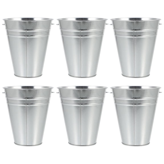 HONMEET Metal Storage Buckets with Stable Handles, 6-Pack Tinplate Bar Buckets for Home and Office Organization