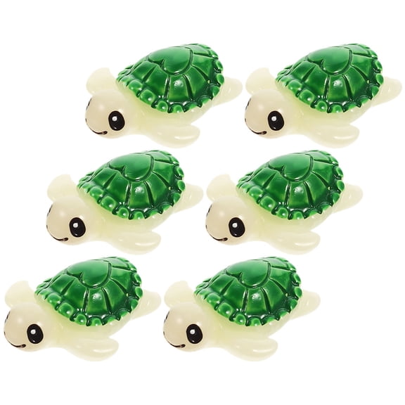 HONMEET 6Pcs Decorative Mini Figurine Turtle Model Green Synthetic Resin DIY Accessory Balcony