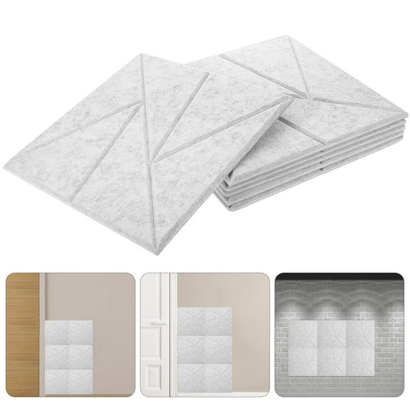 HONMEET Acoustic Foam Panels 6-Pack Light Grey Polyester Soundproofing Pads for Studio Recording and Home Use