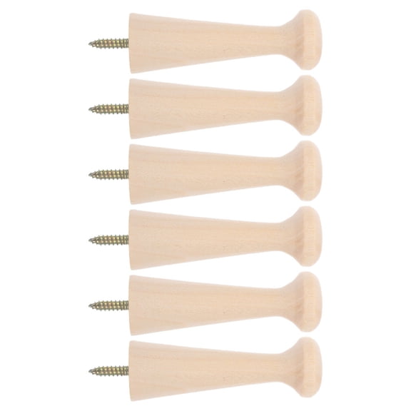HONMEET 6Pcs Modern Coat Rack Wall Mounted Beige Wood Pegs For Hanging Clothes In Bedroom And Bathroom Families