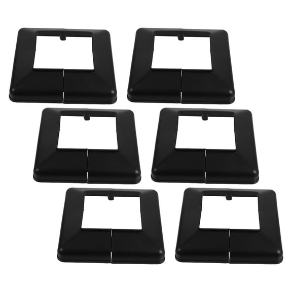 HONMEET 6Pcs Black Plastic Post Base Covers for Deck Post Skirts Decorative Fence Wraps
