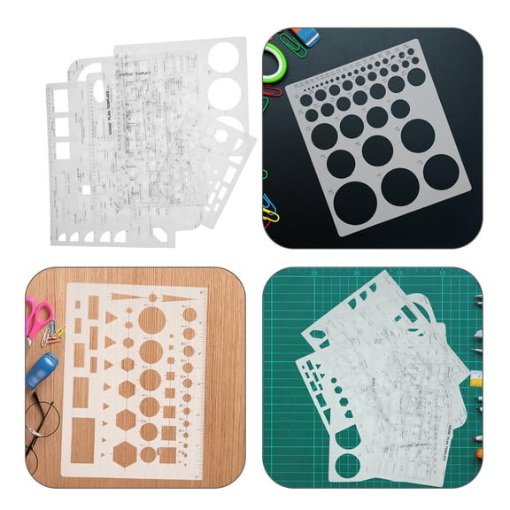 HONMEET 6Pcs Transparent Plastic Drawing Template for Architecture and Drafting Designs