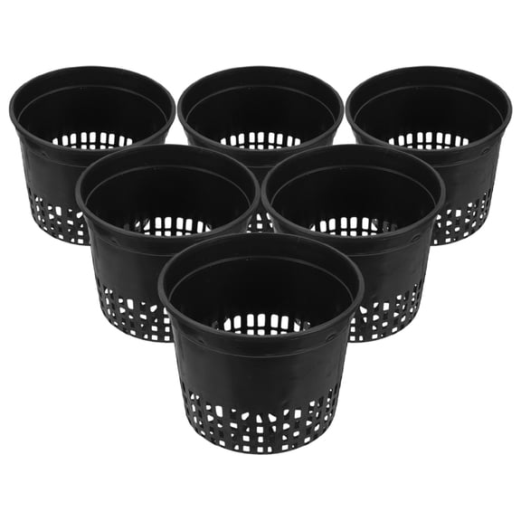 HONMEET 6-Pack Black Mesh Planter Pots for Hydroponic Systems Balcony Garden Plant Containers