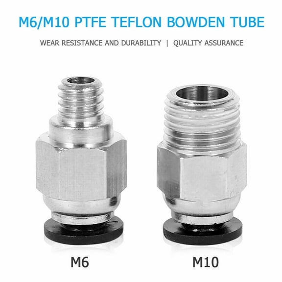 HONMEET 6Pcs 3D Printer Ptfe Bowden Tube with Pc4-M6 Pneumatic Connector in Assorted Colors