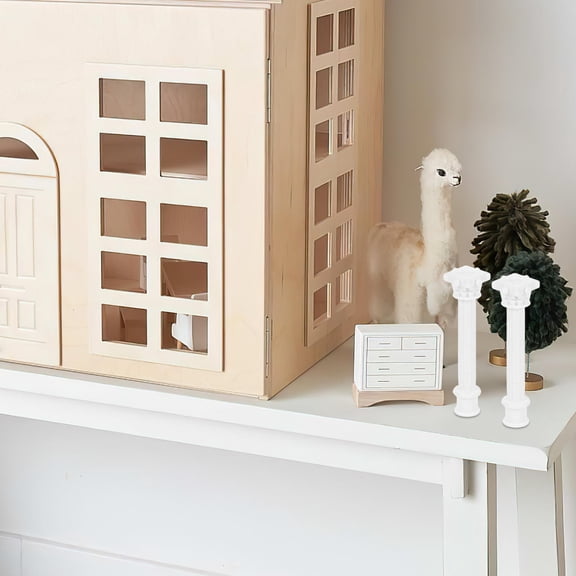 HONMEET 6pcs Decorative Pillar Figurine White ABS Greek Decorative Column for Dollhouse