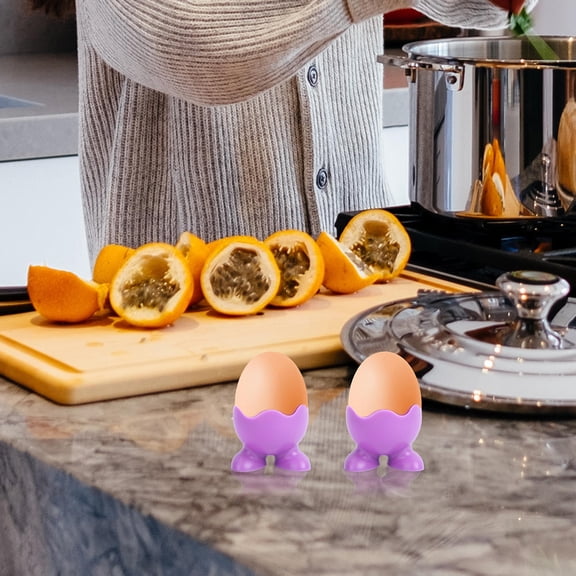 HONMEET 6Pcs Heat Resistant Egg Cups Boiled Egg Serving Violet for Family