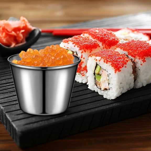 HONMEET 6Pcs Stainless Steel Sauce Cups with Smooth Surface for Serving Ketchup and Dressing