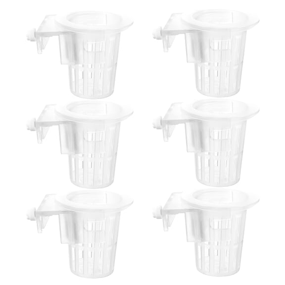 HONMEET 6-Pack White Hydroponic Planter Cups with Adjustable Plastic Holders for Aquarium and Aquatic Plant Growing