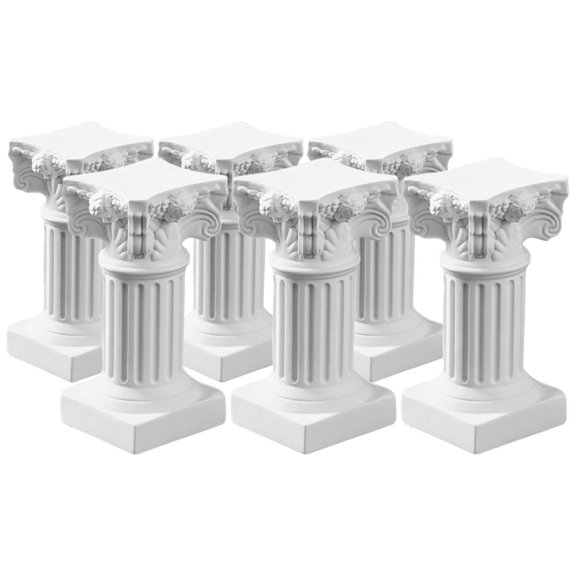 HONMEET 6Pcs White Resin Roman Pillar Figurine Candle Holder Decorative Accent
