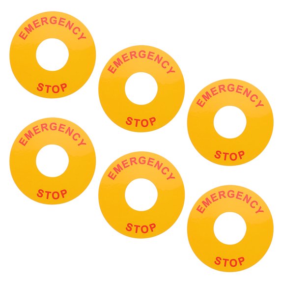 HONMEET 6Pcs Yellow Emergency Stop Button Labels for Power Tools and Machinery