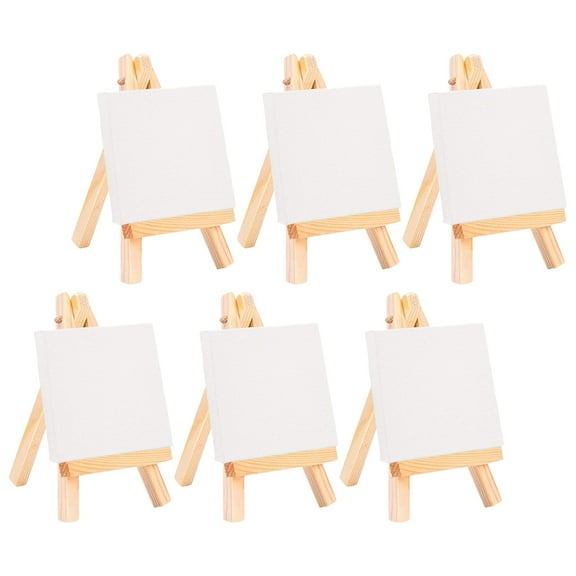 HONMEET 6 Sets Mini Canvas Easels for Kids and Students, Triangle Structure Art Display Stands for Painting and Drawing