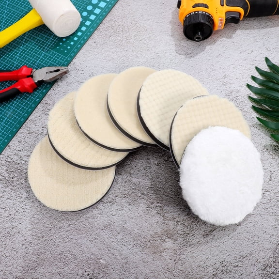 HONMEET 7Pcs Drill Buffer Polisher Pads White Car Polishing Pads Kit for Polishing Wheels