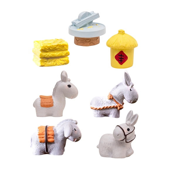 HONMEET 7Pcs Assorted Color Resin Donkey Figurine Garden Bonsai Ornament