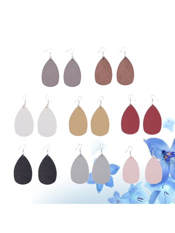 8 Pairs Lightweight PU Dangle Earrings Set for Women, Rust Resistant Fashion Jewelry Accessories