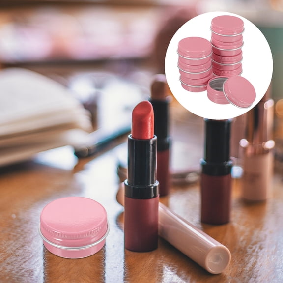 HONMEET 8Pcs Aluminum Metal Tin Cream Holders Pink Round Containers for Makeup Storage