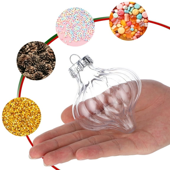 HONMEET 8Pcs Transparent Plastic Ornaments Round Shape for Christmas Holiday Party Decoration