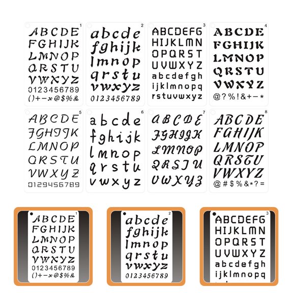 HONMEET 8Pcs Calligraphy Stencil Letters for Painting with Durable Pet Material and Alphabet Templates