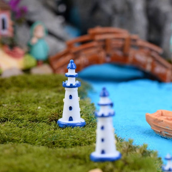 HONMEET 8Pcs Decorative Lighthouse Figurines Synthetic Resin Decoration For Home Decoration