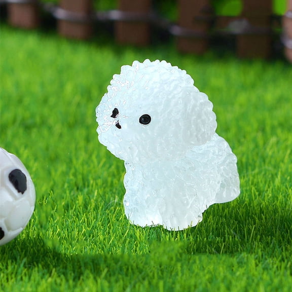 HONMEET 8Pcs Dog Figurines Home Decor White Glow in the Dark Miniature Design for Gardens