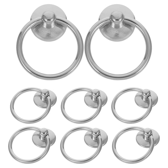 HONMEET 8Pcs Silver Cabinet Pulls Ring Zinc Alloy Drawer Handles for Wooden Case Box