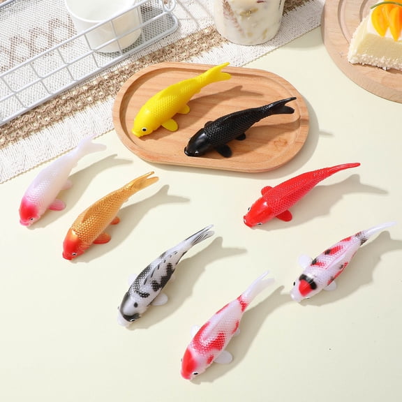 HONMEET 8Pcs Small Plastic Koi Fish Ornaments Floating Artificial Fish Models for Home Decor