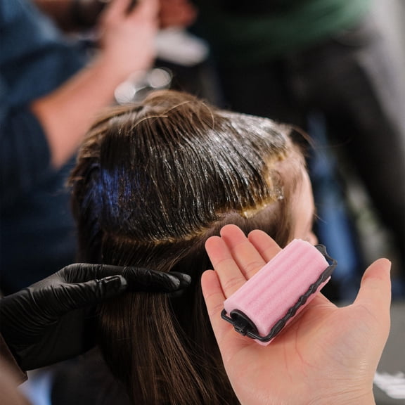 HONMEET 8Pcs Sponge Hair Rollers Pink Self Holding Curlers for Creating Waves and Curls