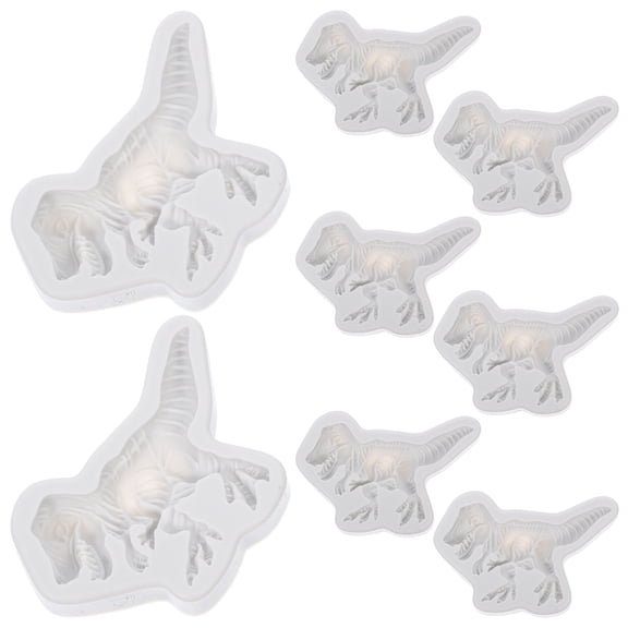 HONMEET 8Pcs White Silicone Dinosaur Baking Molds for Cake Chocolate Candy Fondant with Unique Detailed Design