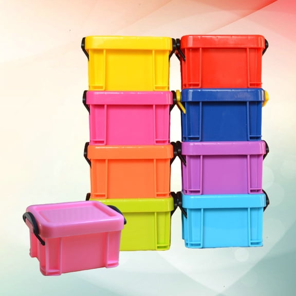 HONMEET 9 Pcs Mini Stackable Plastic Storage Boxes Storage Organizer with Clip on Lids for Car Office and Kitchen (Random Color)