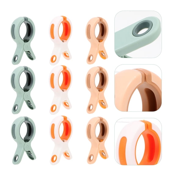 HONMEET Clothes Pegs Set of 9 Anti- Towel Holders, PP Material, Assorted Colors for Laundry and Home Use