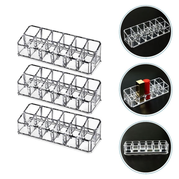 HONMEET 3Pcs Transparent Lip Gloss Storage Box Acrylic Display Stand for Cosmetics