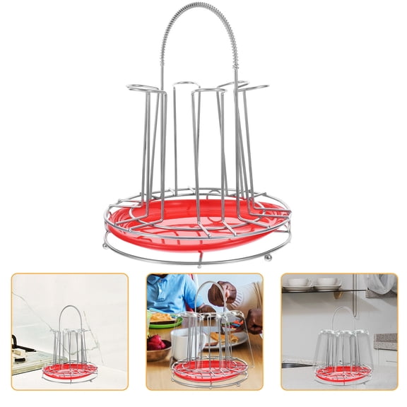 HONMEET Plated Silver Mug Tree with 6 Hooks and Removable Tray for Organized Storage