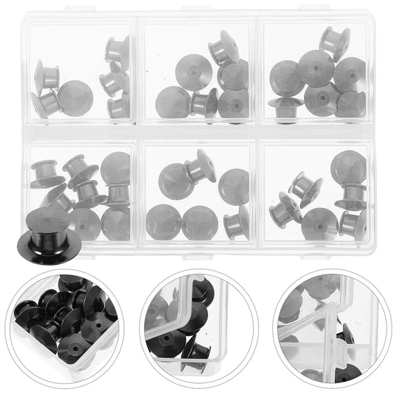 HONMEET Multipurpose Black Metal Pin Backs Locking Brooch Clasp for Name Tags and Pins