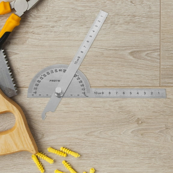 HONMEET Stainless Steel Bevel Protractor Angle Measuring Woodworking Tool Silver 1Set