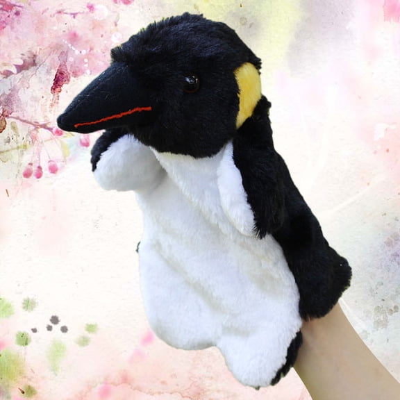 HONMEET 1Pc Black Animal Hand Puppet Plush Penguin for Communication and Creativity Training