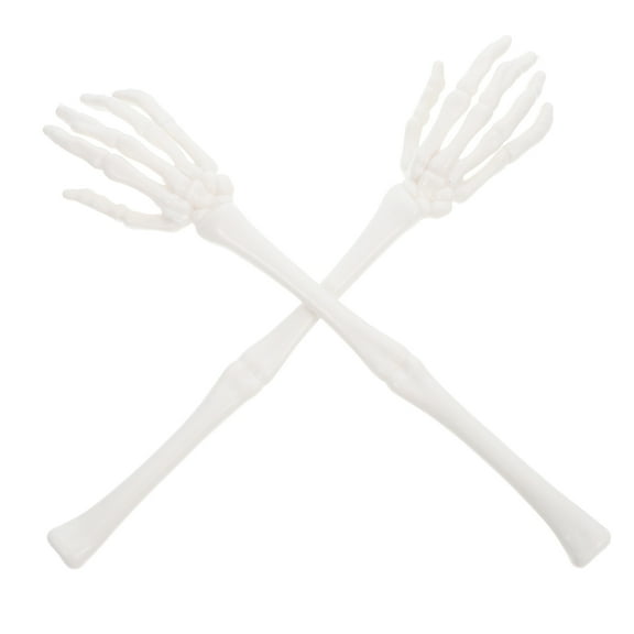 HONMEET 1 Pair Realistic Skeleton Hand Prop White Plastic Haunted House Decoration