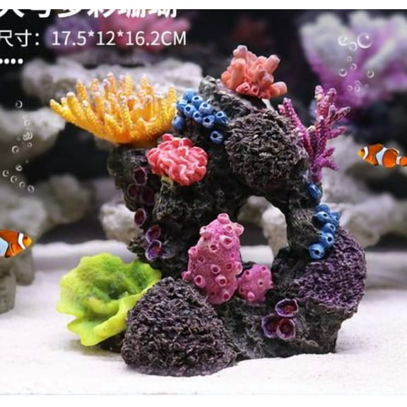 TABLZONE Realistic Artificial Coral Reef Sculpture Fish Decor Resin Aquarium Ornament for Home and Office