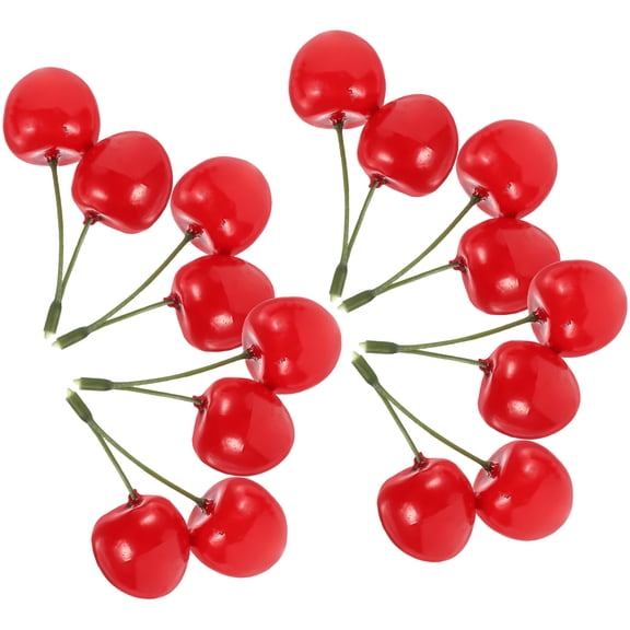 HONMEET 10pcs Red Plastic Cherry Shaped Decorative Fruit Models for Home Wedding Party Table Centerpiece
